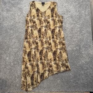 Boho Chic Dress 18W/20W Abstract Leopard Print Asymmetrical Artsy Y2K Evening